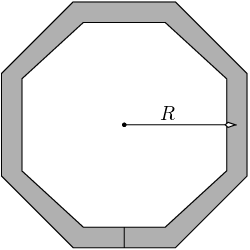 Figure 2: Effective radius used to calculate the inductance of an inductor having the shape of a planar regular polygon.